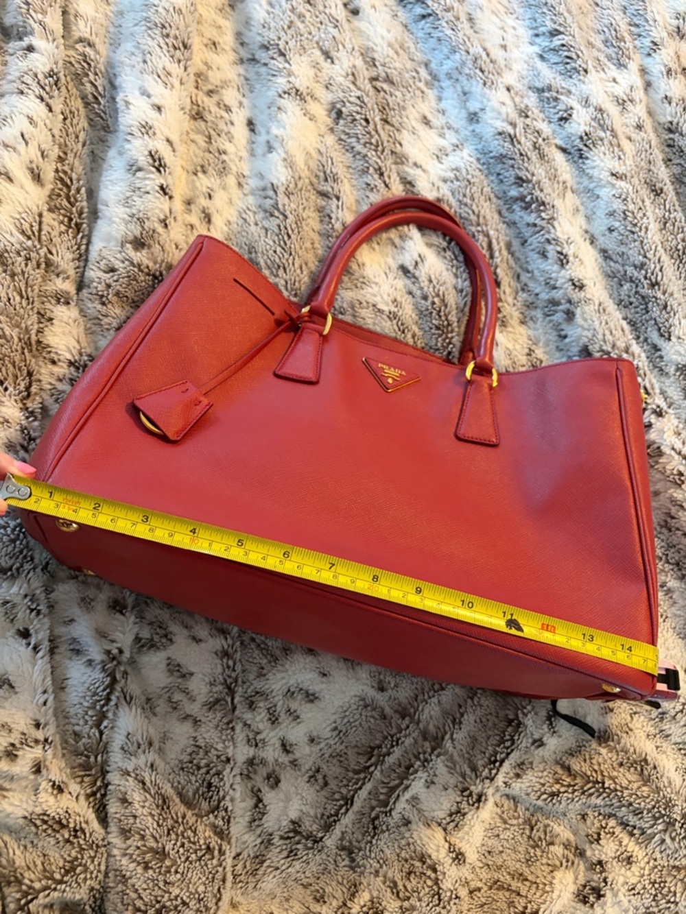 Prada Authentic Red Saffiano Leather Lux Classic Workbag Tote Handbag Bag Purse - Picture 15 of 16